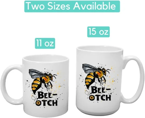 Vista 6 de Bee-otch Bumble Bee Funny 11oz Coffee Cup