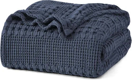 Vista 61 de PHF Manta ligera de punto gofre 100% algodón para cama, King, color blanco 02 Blanco