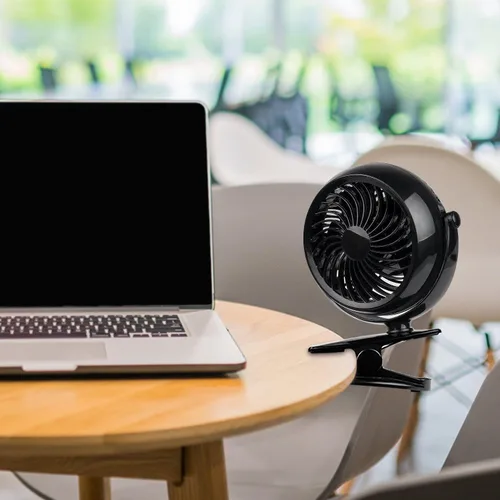 Vista 5 de Gazeled Ventilador de clip a batería, rotación de 360°, con 8 pilas AA gratis, ventilador silencioso USB o a batería, ventilador de clip portátil