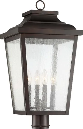 Vista 5 de THE GREAT OUTDOORS Irvington Manor - Soporte de poste LED en bronce Chelesa y vidrio sembrado