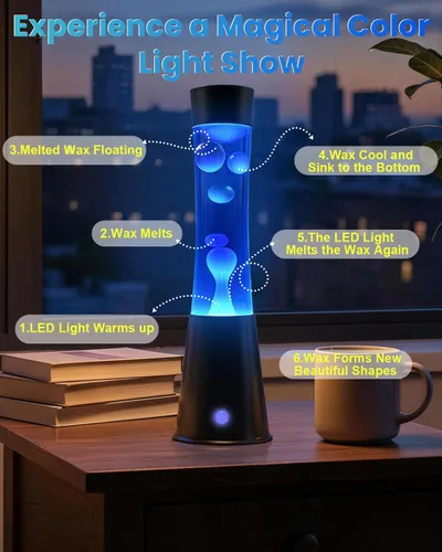 Vista 5 de AONESY Lámpara de movimiento líquido con control remoto y temporizador de 12 horas, luz nocturna que cambia de 17 colores, lámpara de mesa LED