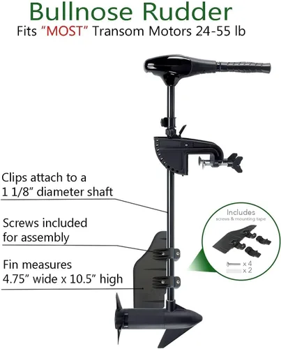 Vista 7 de Bullnose timón Kit de sobre timón para abrazadera para 24 – 55 Thrust Trolling Motors: accesorio para lanchas de pedales, pontones, kayaks, o canoas