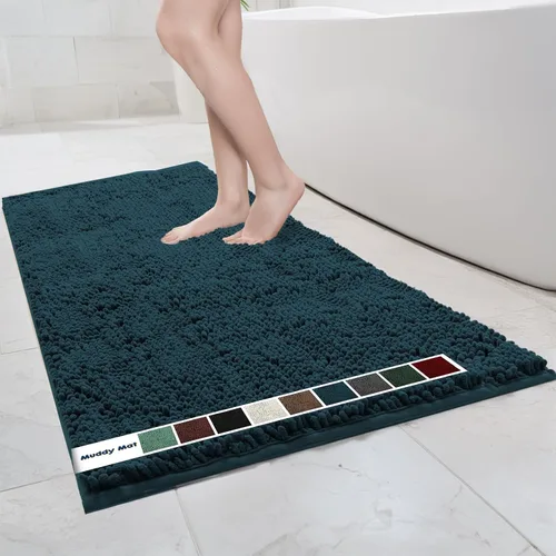 Vista 75 de Muddy Mat Alfombras de Baño de Chenilla de Microfibra de Secado Rápido Antideslizantes Lavables, Extra Gruesas, Suaves y Altamente Absorbentes Gris