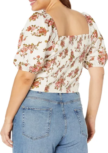 Vista 5 de The Drop Women's Annie Sweetheart Neckline Puff-Sleeve Smocked Back Top