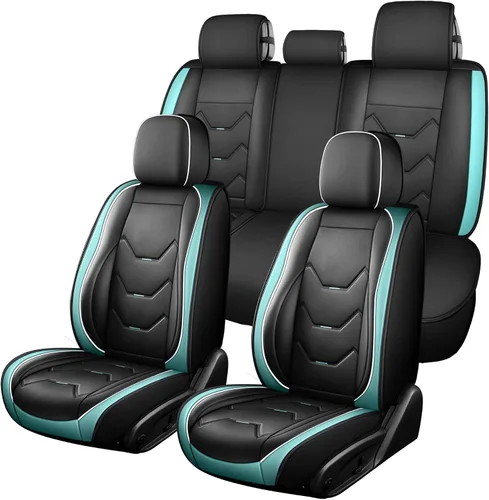 Vista 2 de otoez - Fundas universales de piel para asientos de coche, juego completo de 5 asientos, protector de asiento automotriz de repuesto compatible