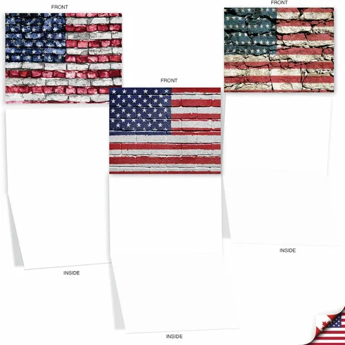 Vista 4 de The Best Card Company - 10 tarjetas en caja de la bandera estadounidense en blanco (4 x 5.12 pulgadas) - Tarjetas patrióticas surtidas para todas