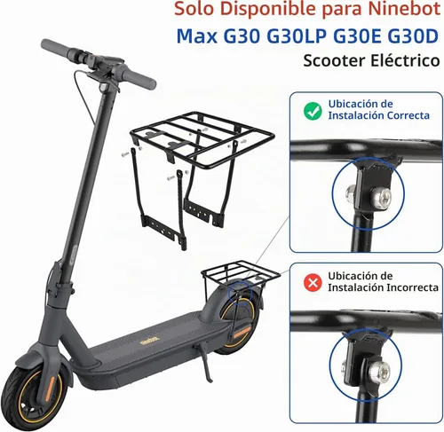 Vista 5 de Estante trasero compatible con Segway Ninebot Max G30 G30LP scooter eléctrico, accesorios de bastidor de carga, piezas de acero grueso diseñadas
