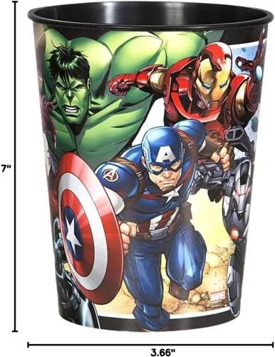 Vista 2 de Unique Vaso de plástico para estadio, 16 onzas, Vengadores, 1 unidad