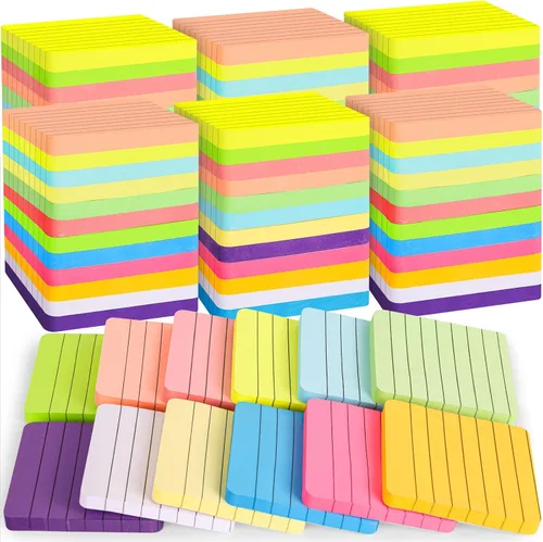 Vista 9 de 36 blocs de notas adhesivas de 3 x 5 pulgadas, 12 colores autoadhesivos, multicolor, bloc de notas rectangulares brillantes y coloridas