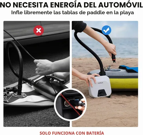 Vista 6 de CYCPLUS Smart SUP Air Pump, 20PSI, 38.48Wh Battery, Inflation & Deflation Compact size, 1.14kg, Auto-Off, 7 Nozzles, Air Pump for Stand Up Paddle