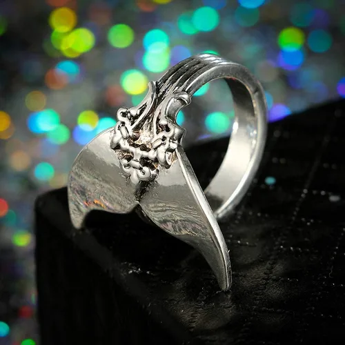 Vista 6 de Giwotu - Anillo de sirena mística para mujer, estilo vintage, plata antigua, cola de ballena midi