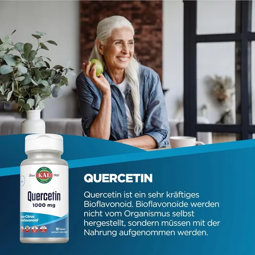 Vista 2 de KAL Quercetina 1000 mg Suplemento de apoyo inmunológico, bioflavonoides para defensa inmunológica y apoyo a la salud general, vegano, sin gluten