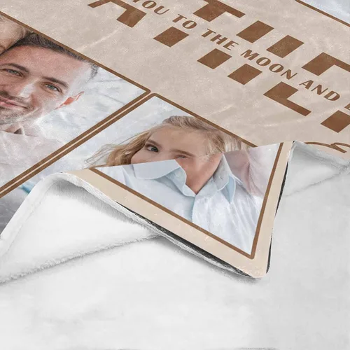 Vista 5 de D-Story Mantas para papá, manta de regalo personalizada de hija, manta para el Día del Padre, regalos para papá de parte de la hija, manta con fotos