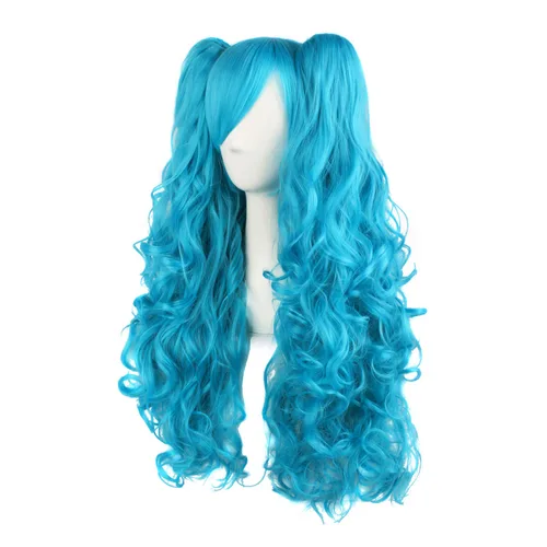 Vista 24 de Peluca MapofBeauty Lolita para disfraz, cabello largo, rizado, con coleta, Blanco