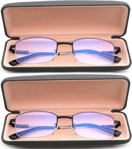 Vista 3 de Newbee Fashion Gafas de lectura multifocales progresivas con bloqueo de rayos azules, brazo de titanio con memoria