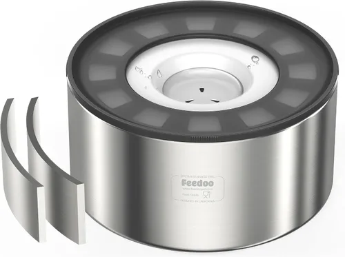 Vista 14 de Cuenco de agua antiderrames para perros, de acero inoxidable de doble pared con tapa a prueba de salpicaduras y disco flotante, base antideslizante