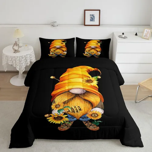 Vista 13 de Erosebridal Juego de edredón vintage de abeja para mujer, juego de ropa de cama rústica de margaritas tamaño individual, relleno de edredón de abeja