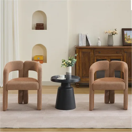 Vista 24 de adochr Modernas sillas de comedor de barril, silla de comedor tapizada de lino con patas de madera, sillas decorativas con brazos, cómodos sillones