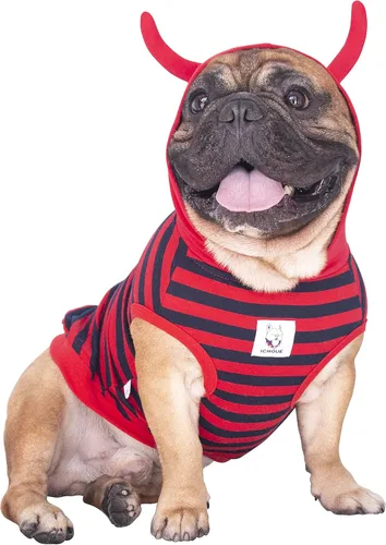 Vista 10 de iChoue - Disfraces para perros, suéteres divertidos, abrigos de invierno, sudaderas con capucha, Frenchie Pitbull Corgi, Pug Inglés, cachorro, S