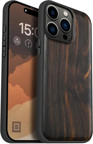 Vista 14 de Carveit - Funda de madera para iPhone 15 Pro Max, la clásica bandera americana, color cereza Magnetic iPhone 15 Pro Max Case Compatible with