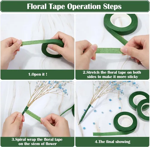 Vista 4 de PAXCOO Kit de arreglos florales con cinta verde y alambre, pasador de flor de Boutonniere, cortador de alambre para suministros de fabricación
