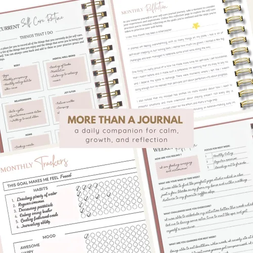 Vista 5 de Diario diario de cuidado personal para mujeres, A5, diario de bienestar con indicaciones, diario de objetivos de regalo para mujeres para felicidad