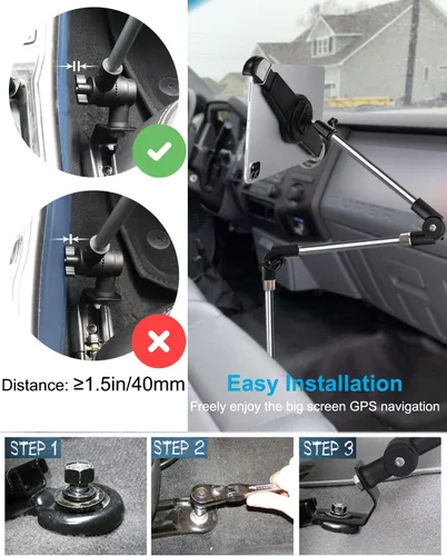 Vista 6 de Soporte para tableta de carril de asiento de automóvil o camión, abrazadera para cámara, soporte de asiento de piso ajustable resistente