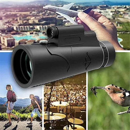 Vista 5 de 12x 50 HD Monocular Telescope with LED Flashlight Night and Phone Holder Tripod for Bird Watching, Hunting, Hiking, Concert, Travel