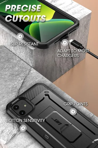 Vista 5 de SUPCASE Funda para iPhone 11 con protector de pantalla (Unicorn Beetle Pro), [soporte integrado y clip para cinturón] [protección de grado militar]
