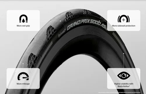 Vista 2 de Continental Grand Prix 5000 All Season TR - Tubeless Road Bike Tire Conquer Every Season - BlackChili, Vectran Breaker, LazerGrip, Active Comfort