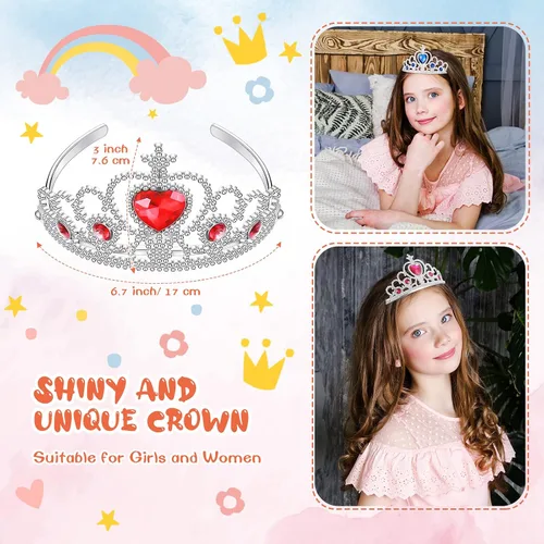 Vista 8 de Juego de 30 tiaras de corona de princesa para niñas, tiaras de plástico a granel, disfraz de fiesta, accesorios de cumpleaños para niños