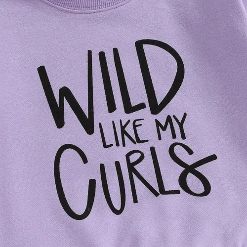 Vista 4 de Hnyenmcko Sudadera con estampado de letras Wlid Like My Curls para niños pequeños, para otoño e invierno, de 1 a 6 años