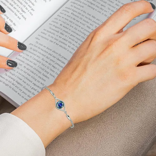 Vista 9 de Pulseras contra el mal de ojo, pulsera de bruja, joyería de piedra lunar, pulsera de plata de ley 925, cristales, pentagrama, pentáculo, nudo celta