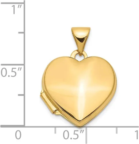 Vista 5 de Medallón de corazón liso de oro amarillo de 14 quilates 0.787x0.591 in, Metal
