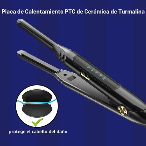 Vista 3 de Plancha de Lápiz 3/10'' Planchas Pequeñas para Cabello Corto, Corte Pixie y Flequillo, Alisador de Cabello para Bordes con Pantalla LED, Mini