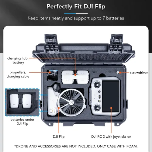Vista 10 de Lykus Titan FP110 - Carcasa rígida impermeable para DJI Flip y DJI RC 2