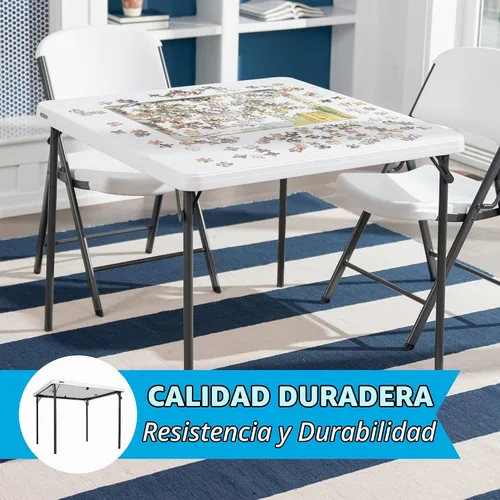 Vista 4 de LIFETIME 80783 Mesa Plegable Cuadrada de Grado Comercial de 37 Pulgadas para Cartas, Granito Blanco