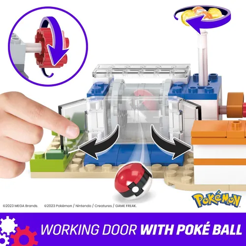 Vista 4 de MEGA - Juego de juguetes de construcción de Pokémon, centro de Pokémon del bosque con 648 piezas, 4 personajes posables, para niños