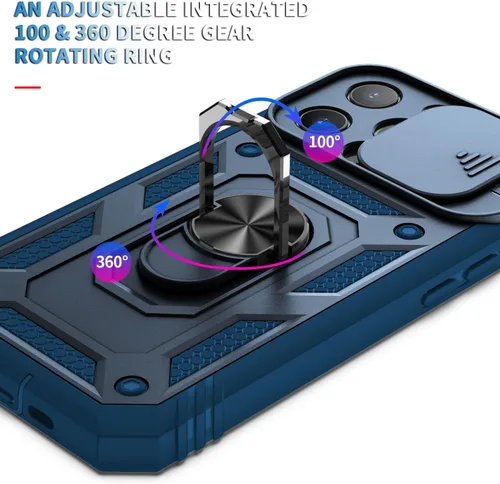 Vista 7 de Fetrim Funda para iPhone 13 PRO, Funda de teléfono con soporte de anillo de rotación para Apple iPhone 13 PRO - Azul