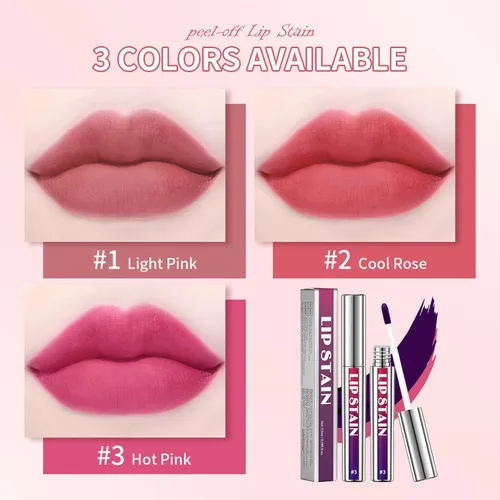 Vista 7 de 3 unidades de tinte de labios despegable, tinte de labios de larga duración, delineador de labios impermeable, delineador de labios que se despega