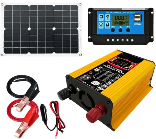 Vista 7 de Kit de panel solar de 110 V/220 V 300 W, inversor de generador solar completo, controlador de 300 W, panel fotovoltaico de 30 A, sistema de red