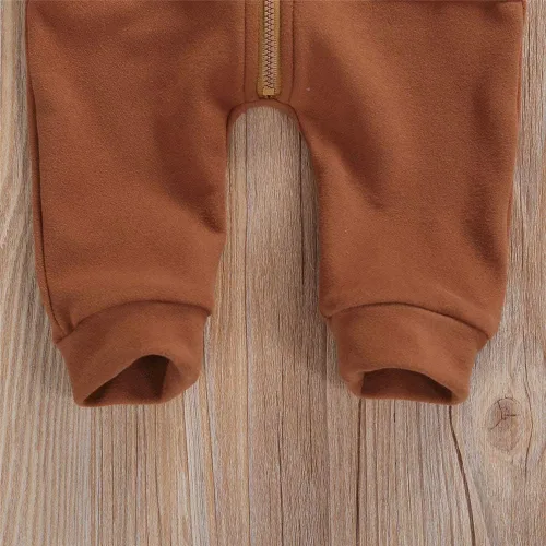 Vista 6 de FYBITBO Ropa para bebés y niñas con cremallera, overol de manga larga, overol con capucha para otoño e invierno, ropa cálida