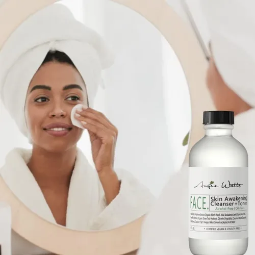 Vista 4 de Angie Watts Face Skin Awakening Cleanser + Toner, 4 onzas, sin alcohol, limpiador y tóner sin aceite Ingredientes naturales y orgánicos, vegano