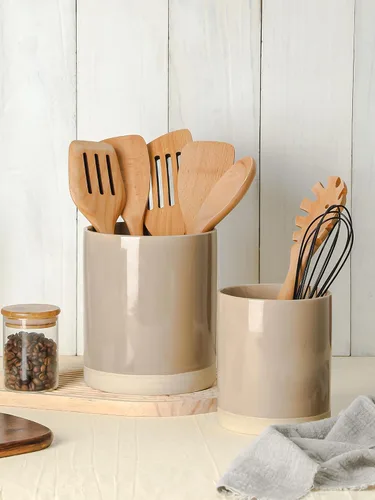 Vista 2 de famiware Milkyway - Soporte para utensilios de cocina para encimera, 7.2 + 5.8 pulgadas, utensilios de cocina de cerámica para encimera, organizador