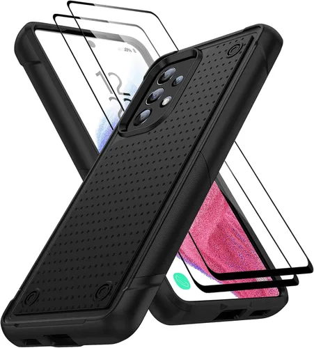 Vista 10 de Jeylly Compatible con Samsung Galaxy A22 5G Funda, Funda Samsung A22 5G con 2pcs protectores de pantalla de vidrio templado