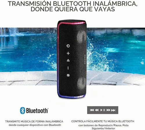 Vista 5 de ION Audio Slam Jam-IPX7 - Altavoz Bluetooth impermeable con micrófono, batería recargable, 15 sonidos de batería, entrada auxiliar y puerto de carga