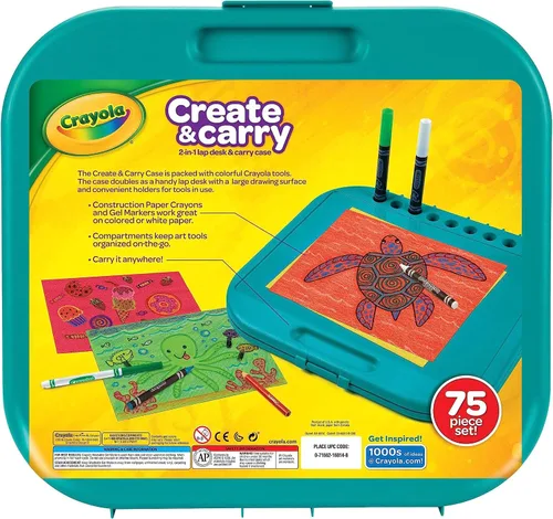 Vista 6 de Crayola Create 'n Carry, kit portable de herramientas de arte, más de 75 piezas, gran regalo.