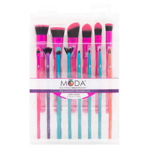 Vista 6 de MODA Ultimate Originals Kit – Juego completo de brochas de maquillaje para rostro y ojos con sintético vegano suave