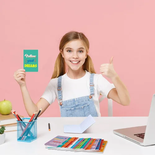 Vista 6 de Zonon 24 mini cuadernos a granel para regalo de fin de año para estudiantes de parte del profesor, 3.2 x 5 pulgadas, pequeño bloc de notas rayado