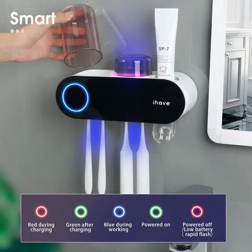 Vista 8 de iHave Portacepillos de dientes para baños, desinfectante y soporte para cepillos de dientes UV, accesorios de baño inteligentes para el hogar, 2